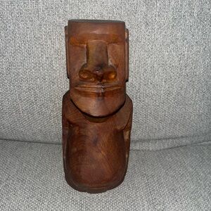 Vintage Hand Carved Wood Moai Rapa Nui Figure Ancestor Statue